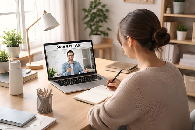 cybersecurity education online learning session with laptop and digital safety content